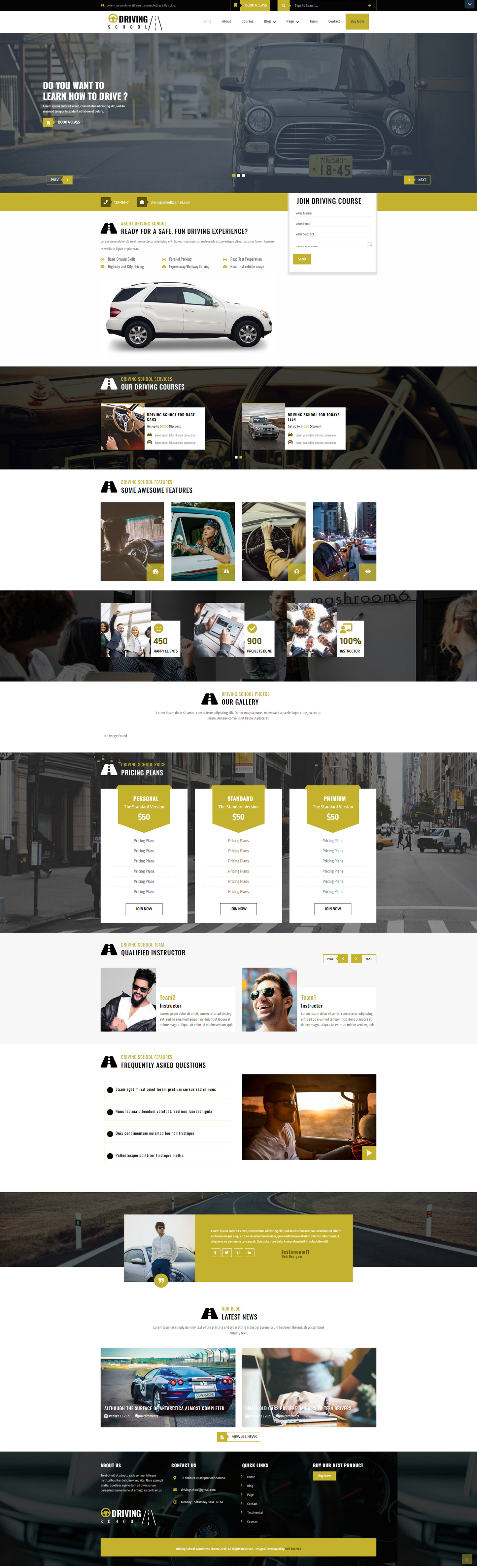 Driving School WordPress Theme