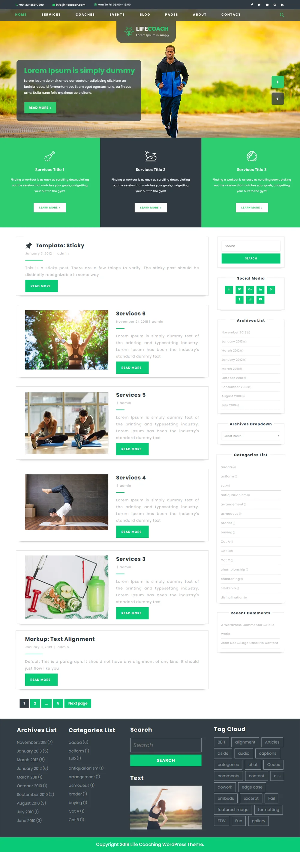 free health coaching wordpress theme