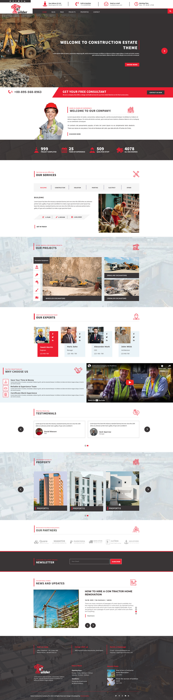 Top Construction Company WordPress Theme - Professional and Responsive ...