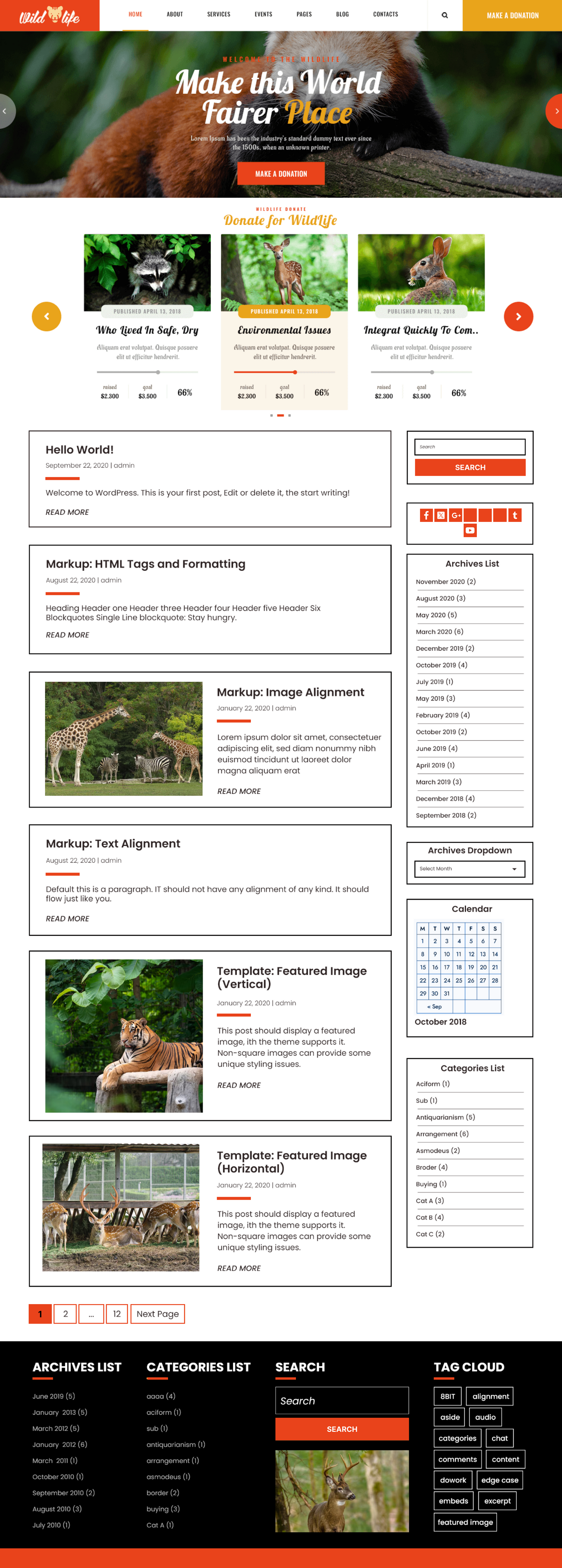 Free wildlife wordpress theme