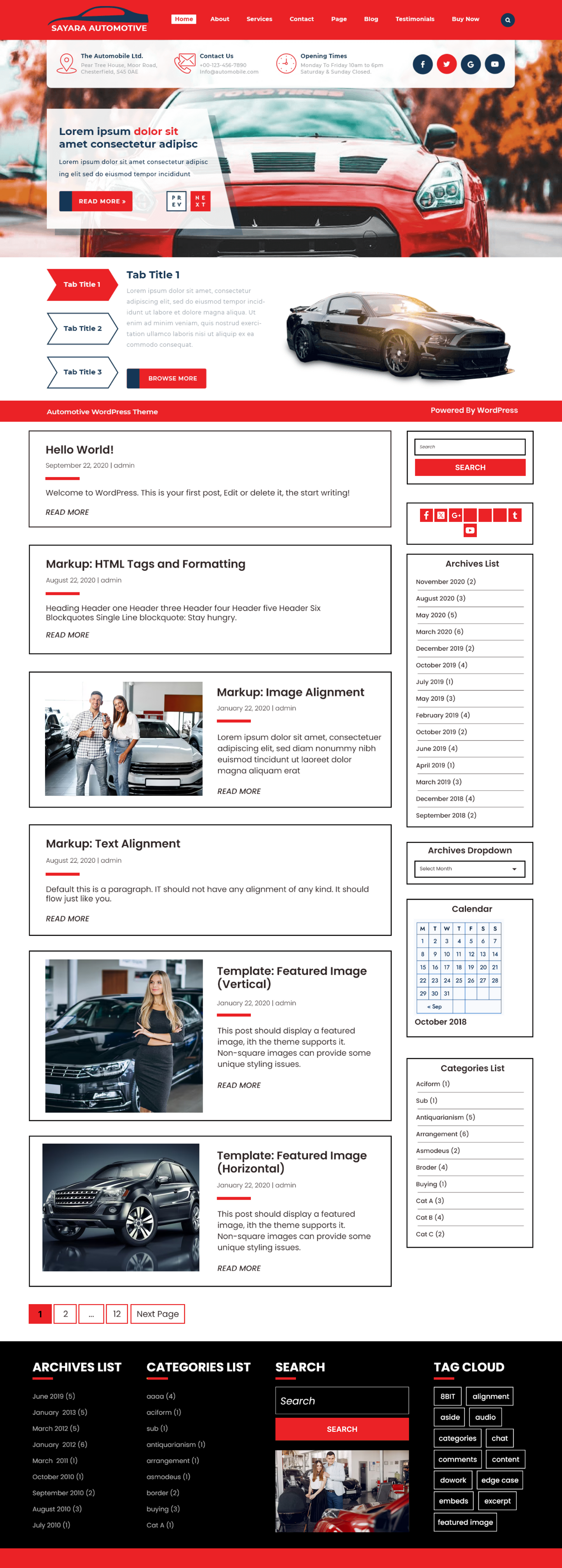 Free automative wordpress theme