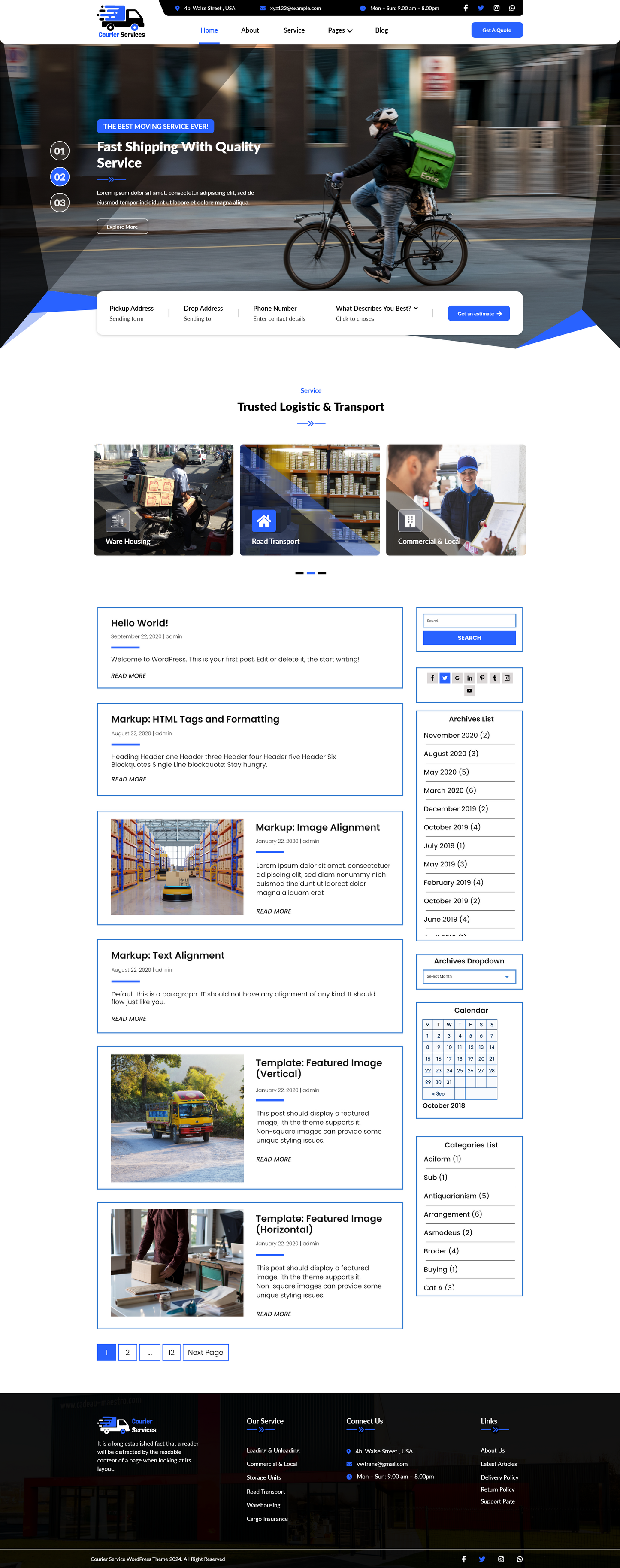 Free Courier WordPress Theme