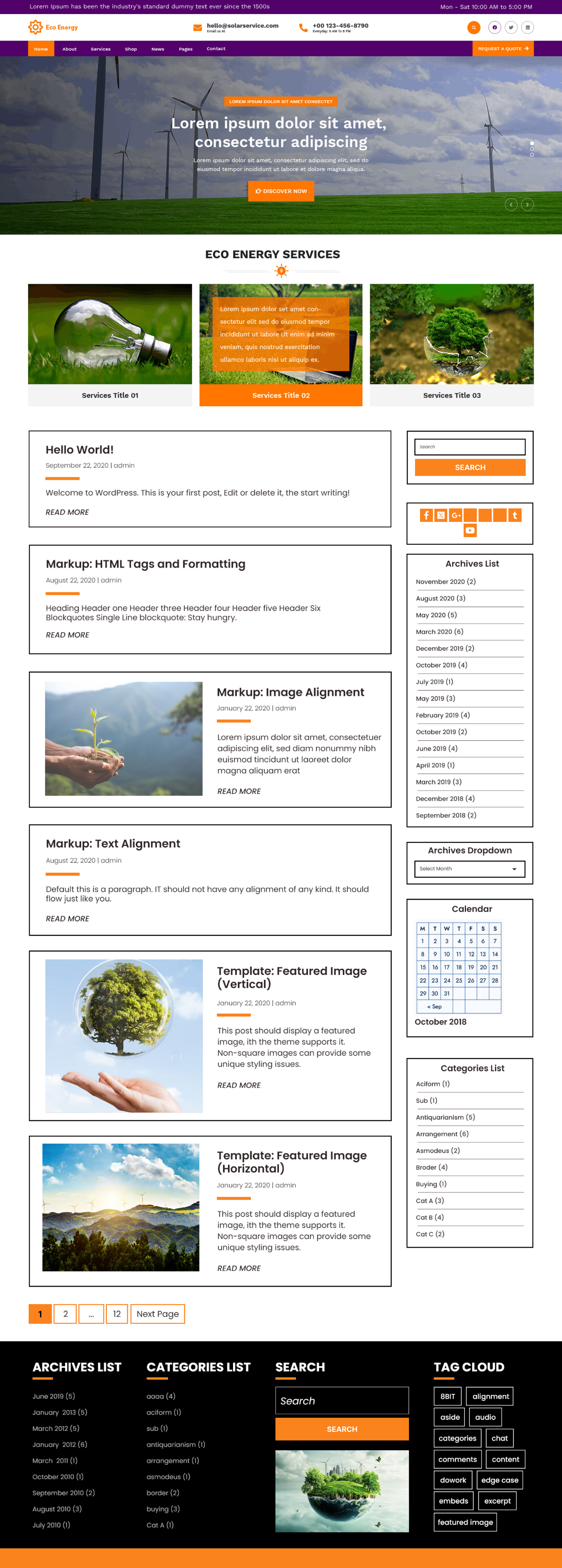 Free Eco energy Wordpress theme
