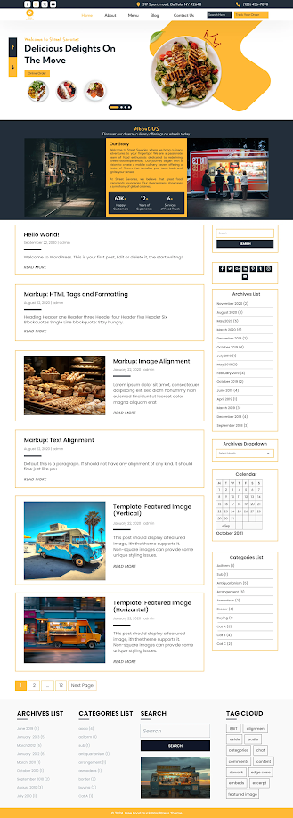 Free Food Truck WordPress Theme