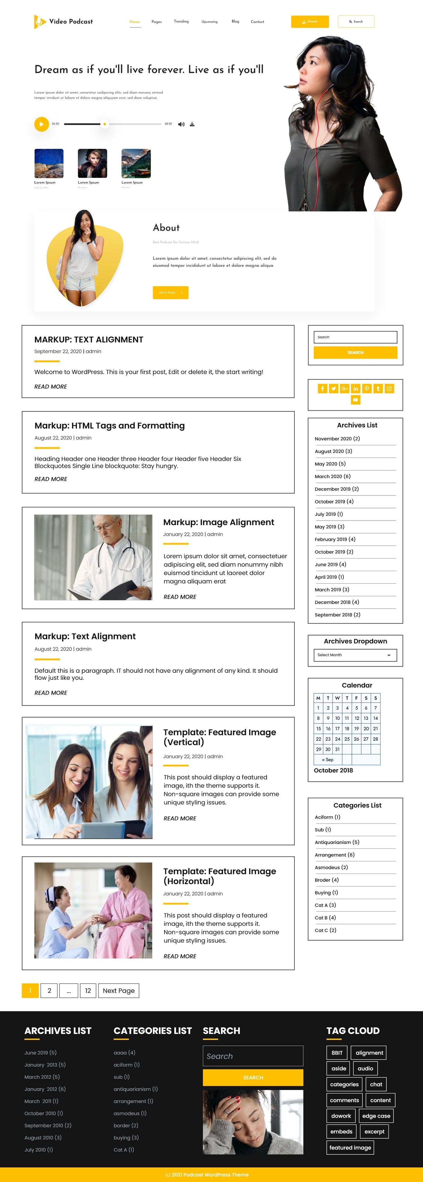 free video podcast wordpress theme