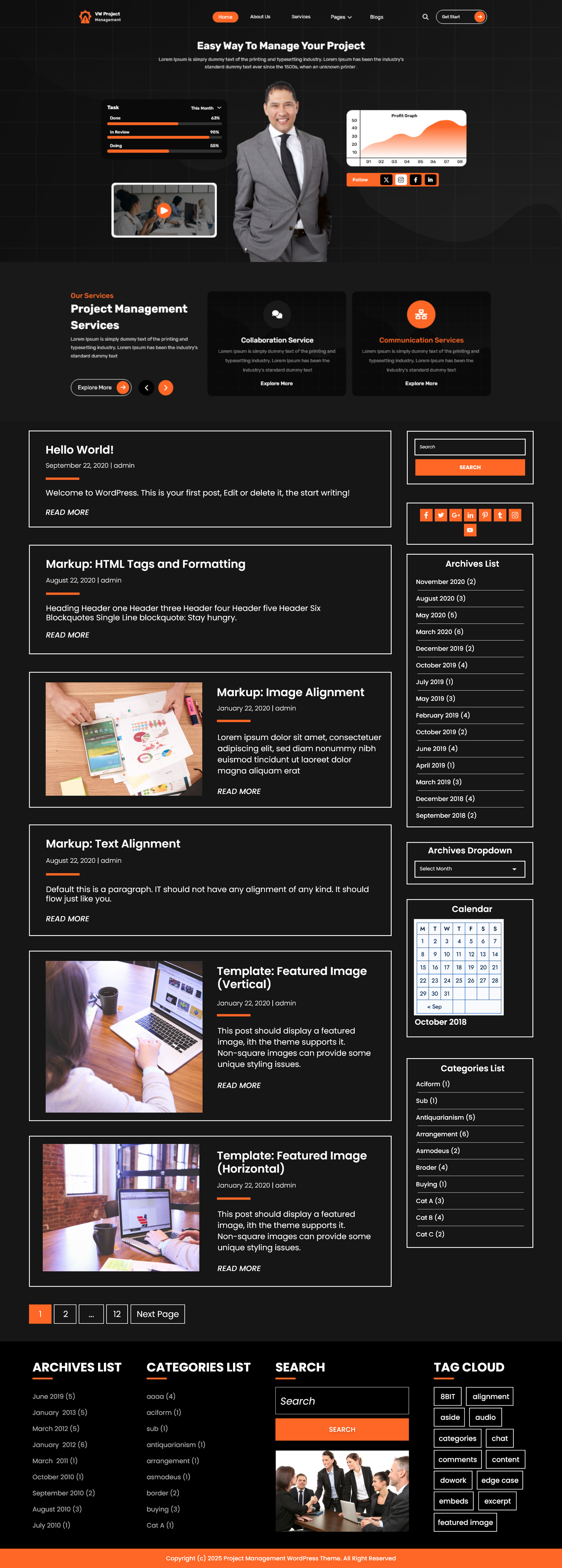 Free Project Management WordPress Theme