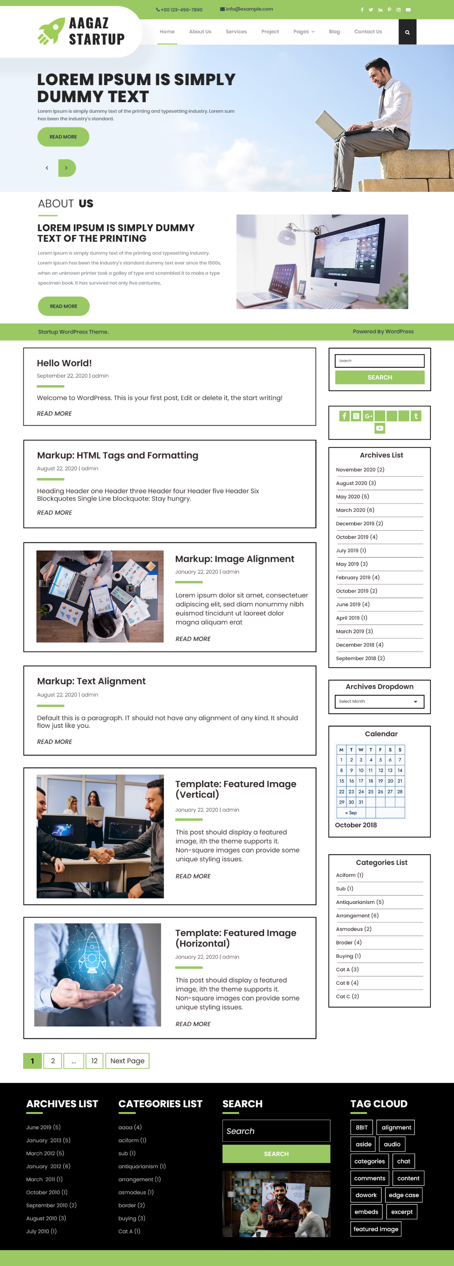 Free startup wordpress theme