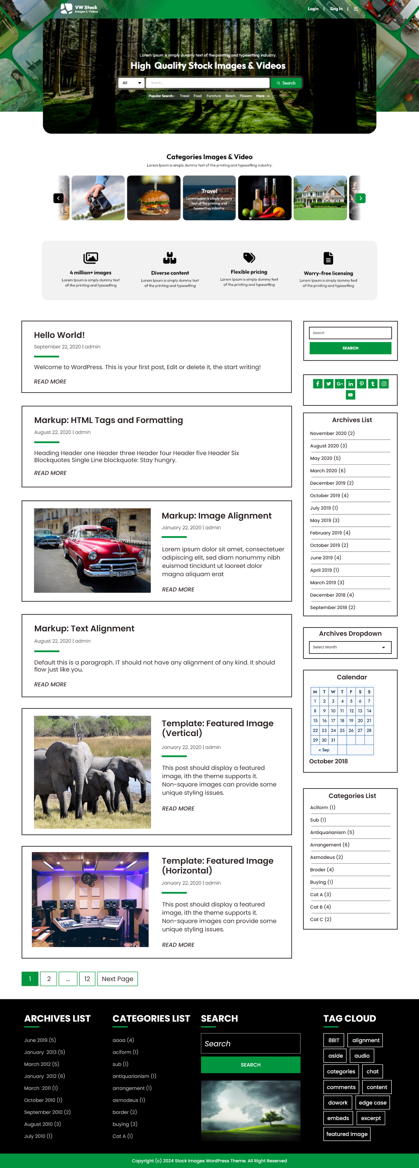 Free Stock Image WordPress Theme