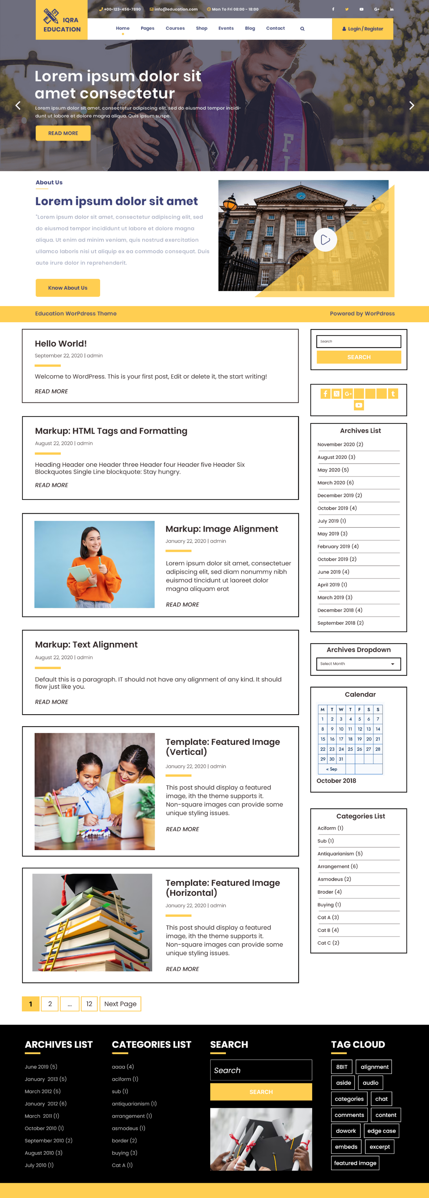 Free Education Institute WordPress Theme