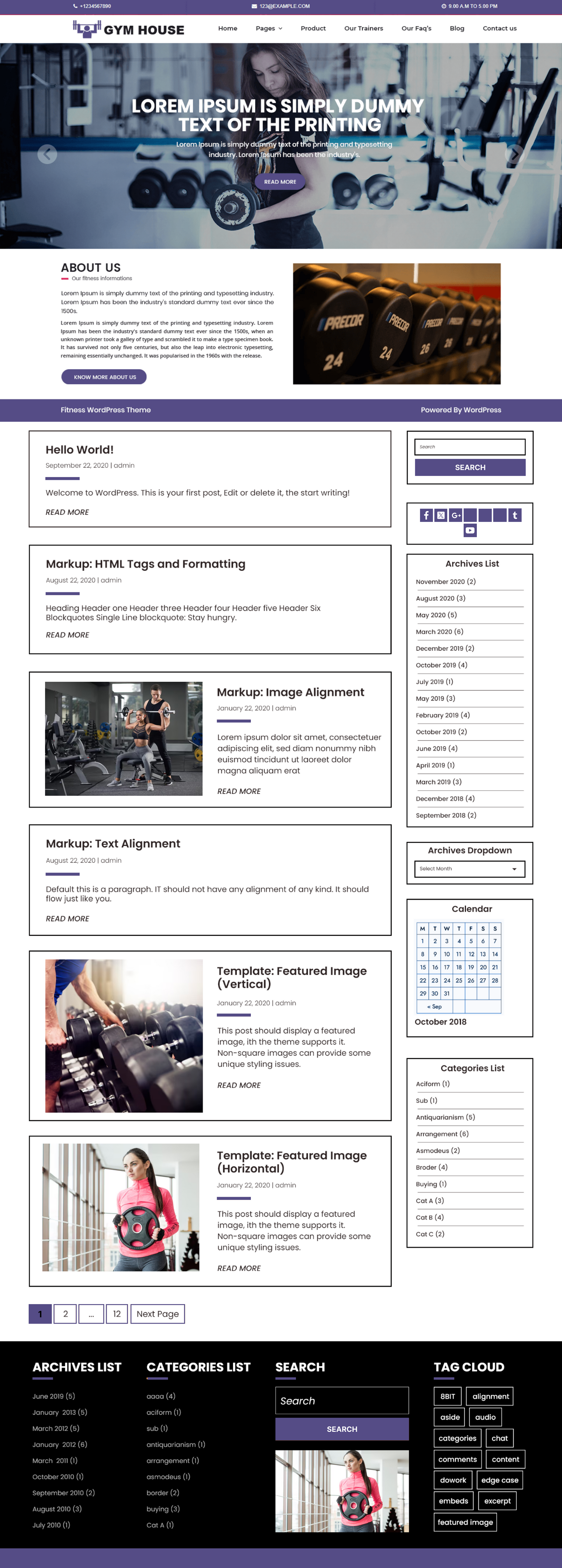 Free Fitness WordPress Theme