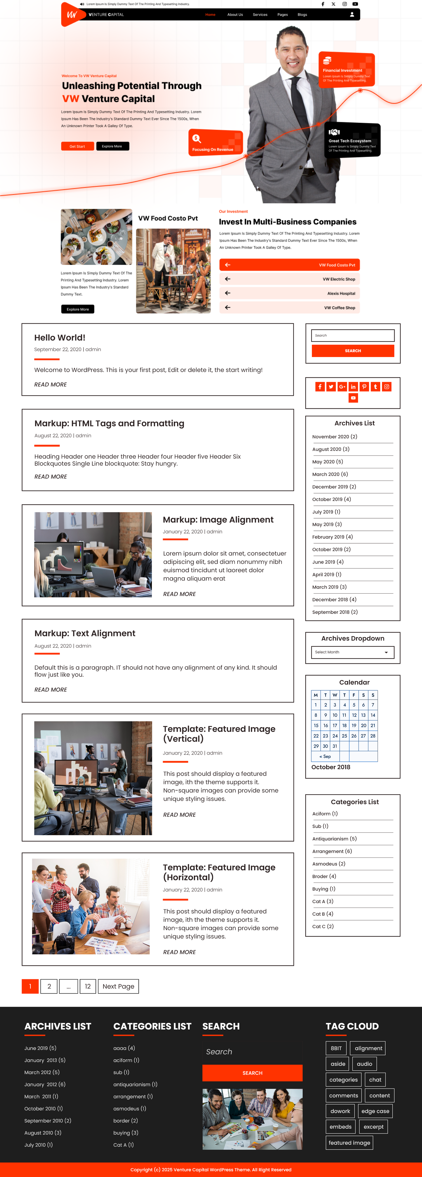 Free Venture Capital WordPress Theme