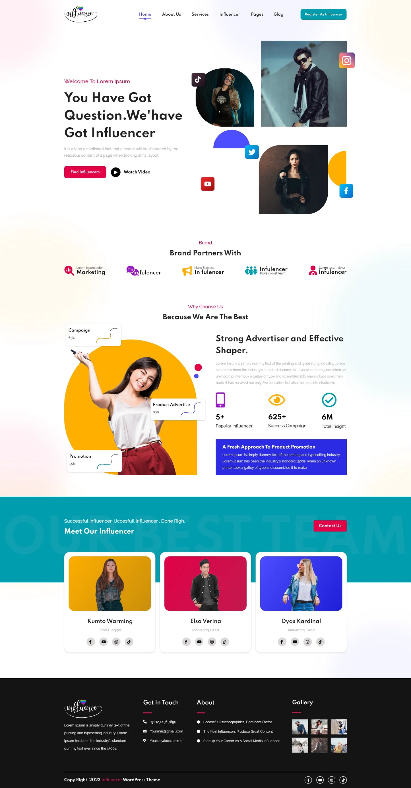 free influencer wordpress theme