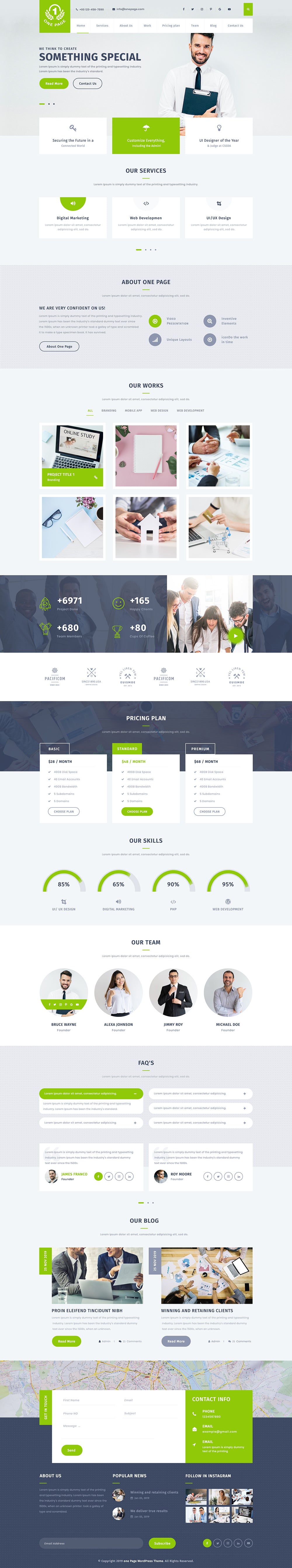 One Page WordPress Theme
