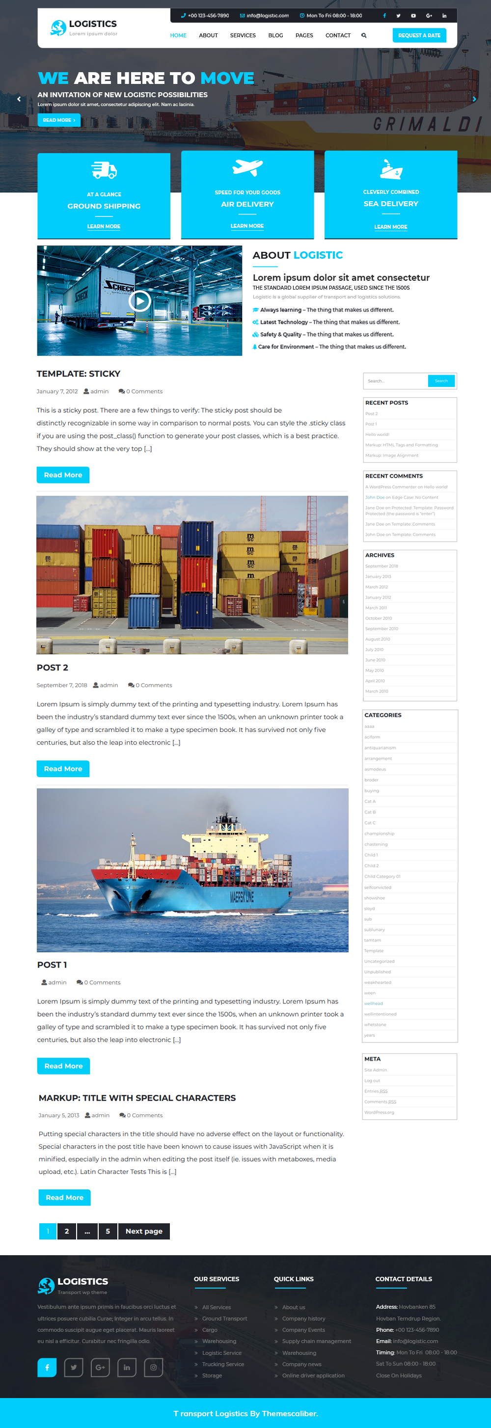 Free Logistics WordPress Theme