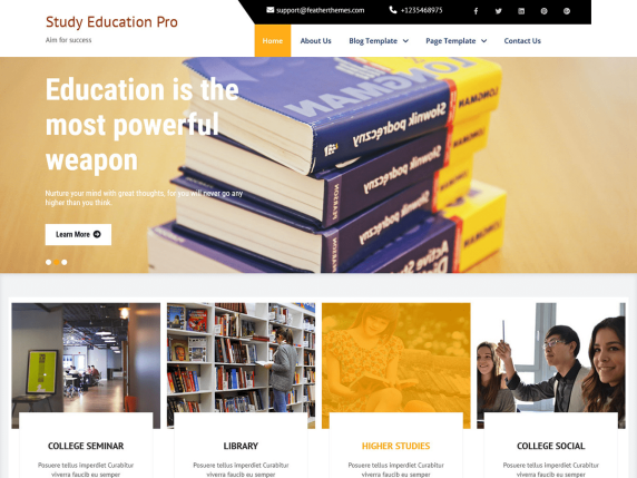 Study Education Lite WordPress Theme - free WordPress themes for selling books