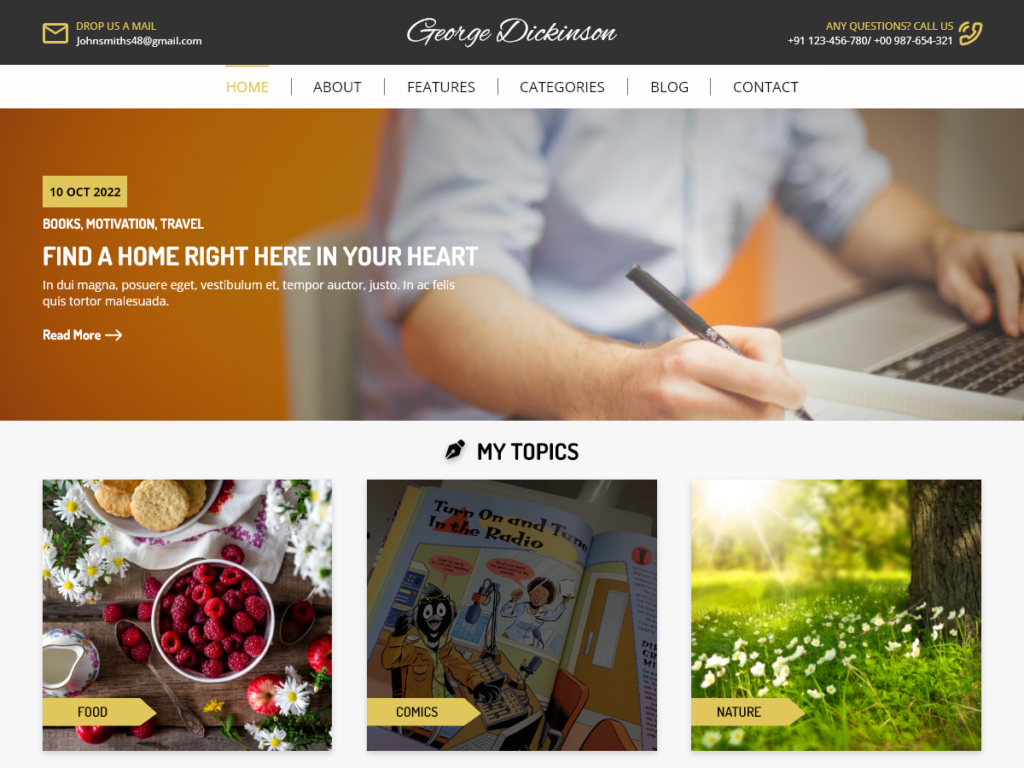 WordPress theme for writers and authors