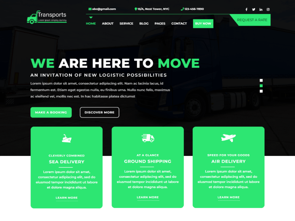 Free Transportation WordPress Theme